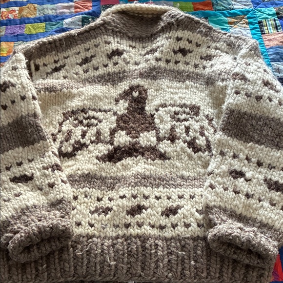 Kanata Cowichan Hand Knitted Heavy Wool Sweater - Picture 3 of 5